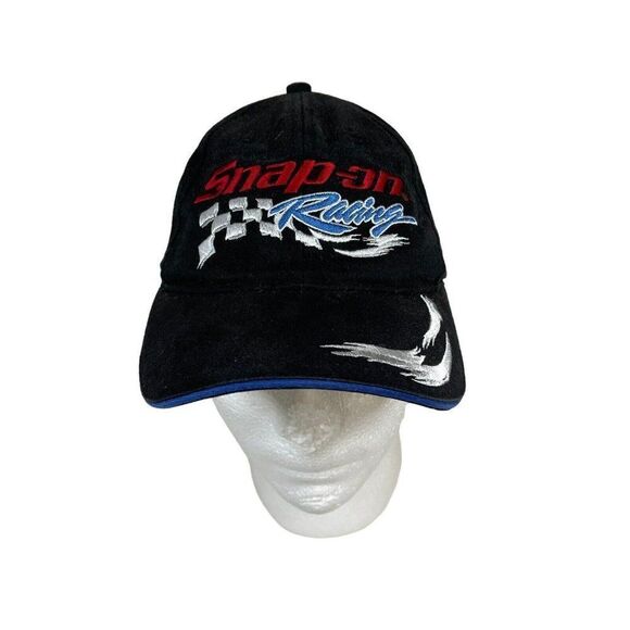 Vintage Nascar Snap On Racing Adjustable Strap Hat Checkered FLag Flames Retro - Picture 1 of 5